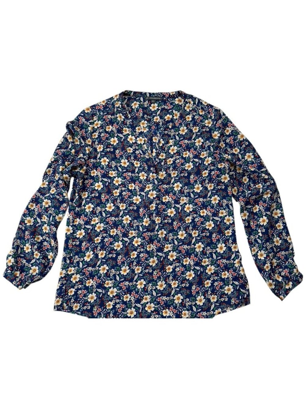 Adrianna Papell Womens Small Floral Tunic Blouse Career Office Sheer Boho